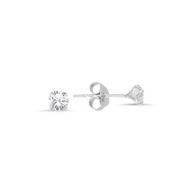 4mm Round Solitaire CZ Stud Earrings