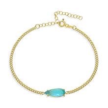 Laden Sie das Bild in den Galerie-Viewer, Acoumarin Stein Baguette Armband - 925 SILBER
