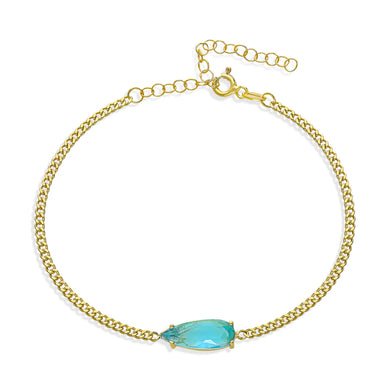 Acoumarin Stein Baguette Armband - 925 SILBER
