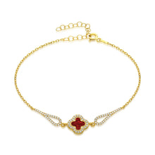 Laden Sie das Bild in den Galerie-Viewer, Rotes Klee Strass Armkette