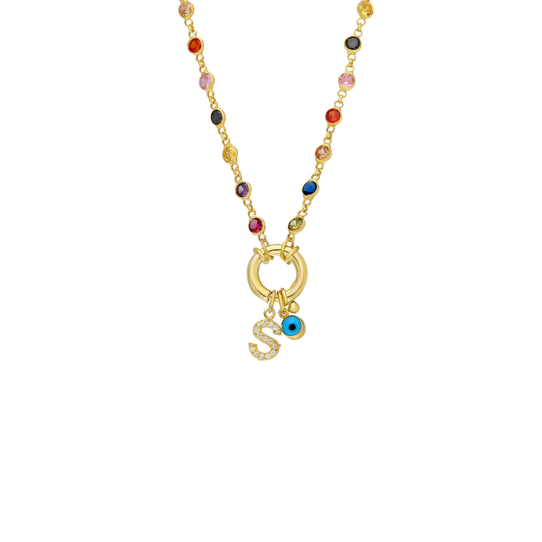 Colorfull Halskette mit Nazar und Wunsch Buchstabe